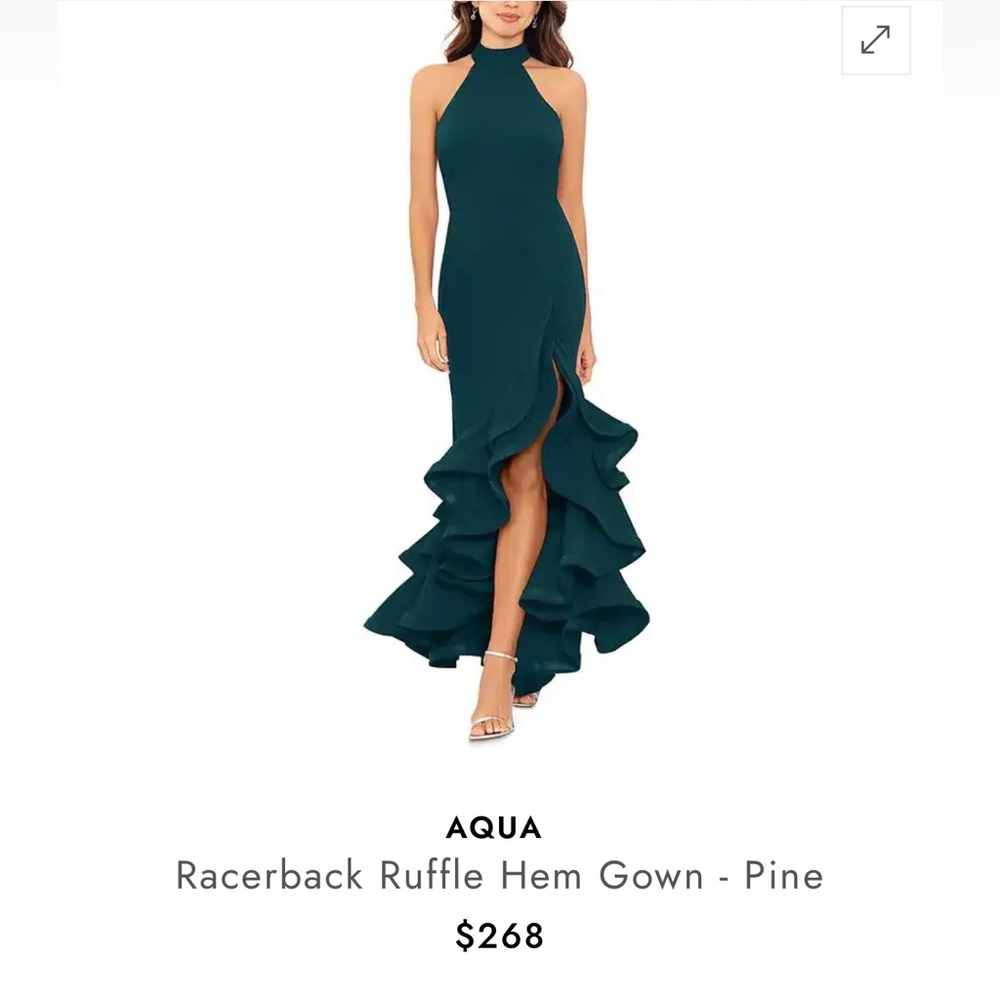 AQUA High Low Racerback Dress in Pine